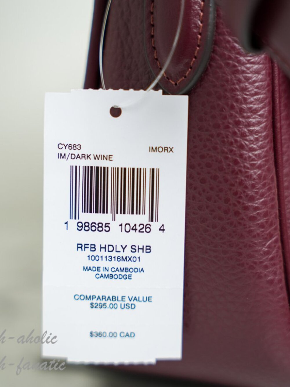 COACH CY683 Hadley Shoulder Bag Crossbody Leather in Dark Wine Gold - Picture 6 of 14